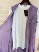 1191 Embroidered Shrug Coord Set - Lavender