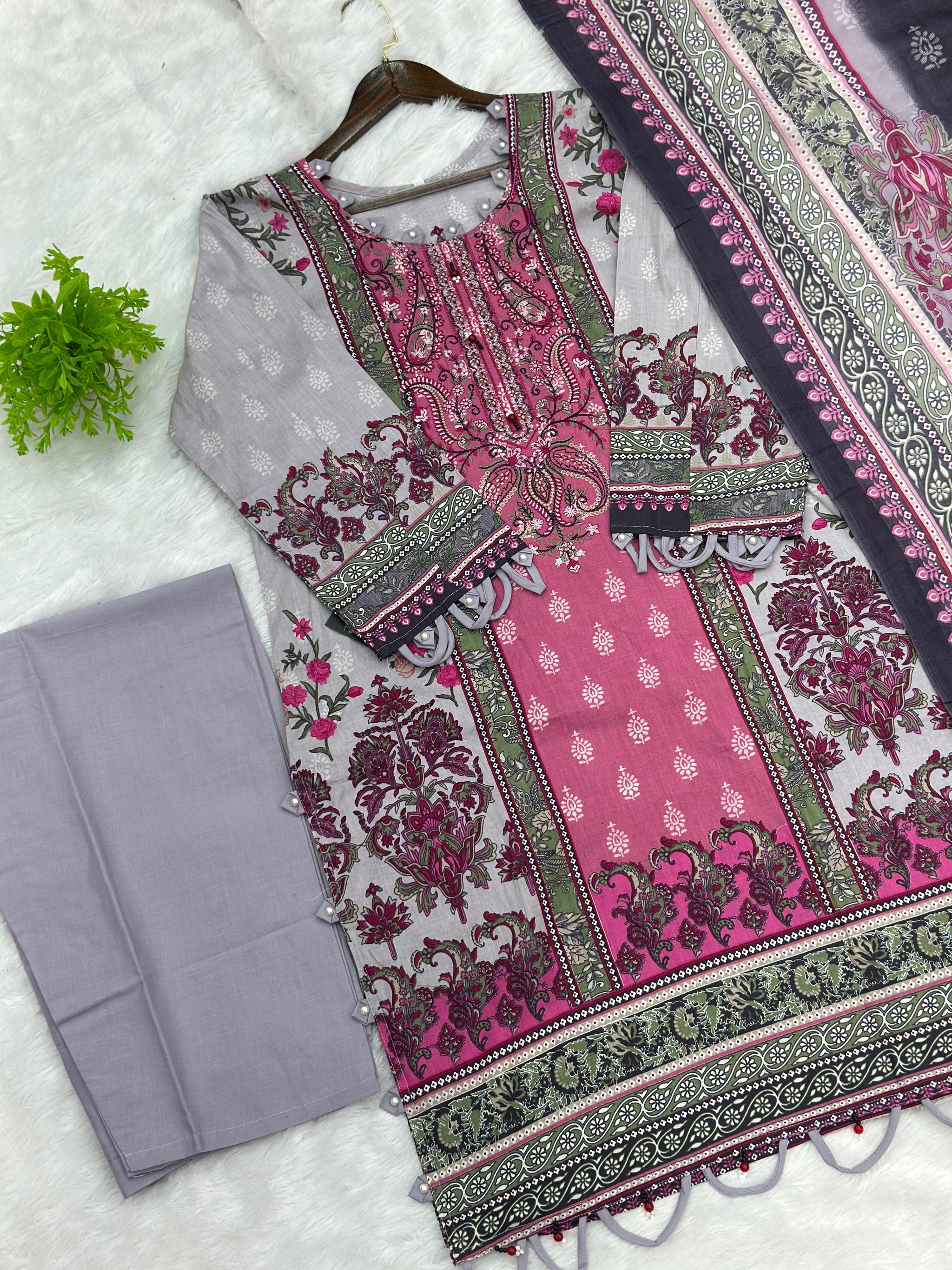 855 Readymade Pakistani Floral Embroidery Lawn Suit