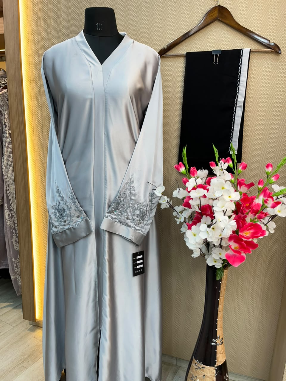 1122 The Premium Abaya - Ice Silver