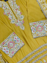 1435 Heavy Pakistani Partywear - Mustard Yellow