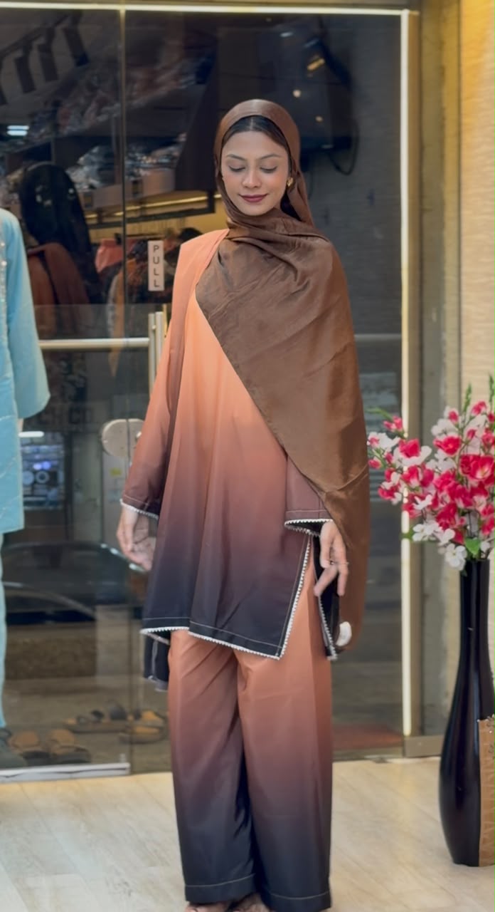 1245 Ombere Shade Coord Set - Peach | Brown
