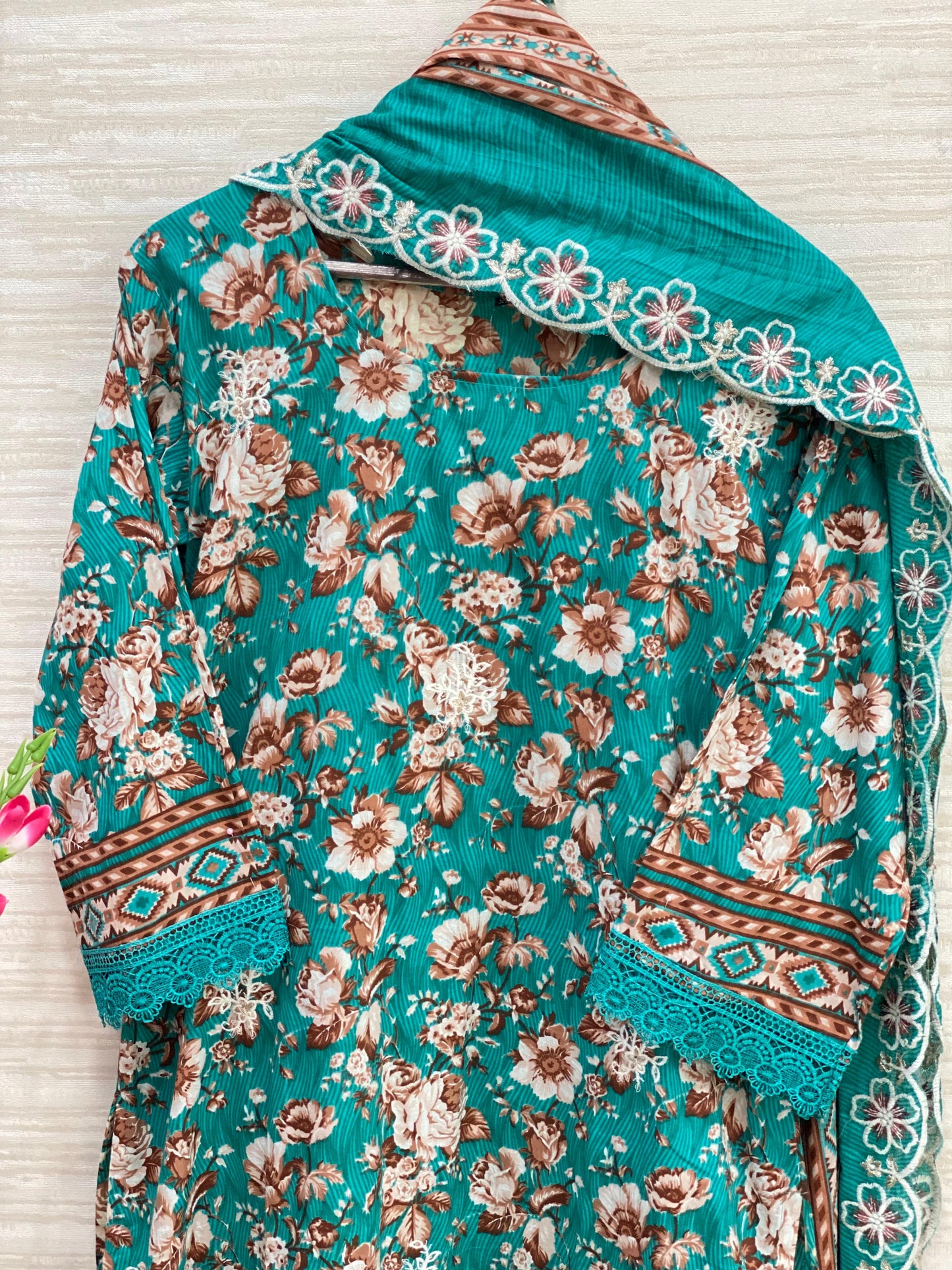 Code 568 HALA V NECK PAKISTANI LAWN COTTON SUIT