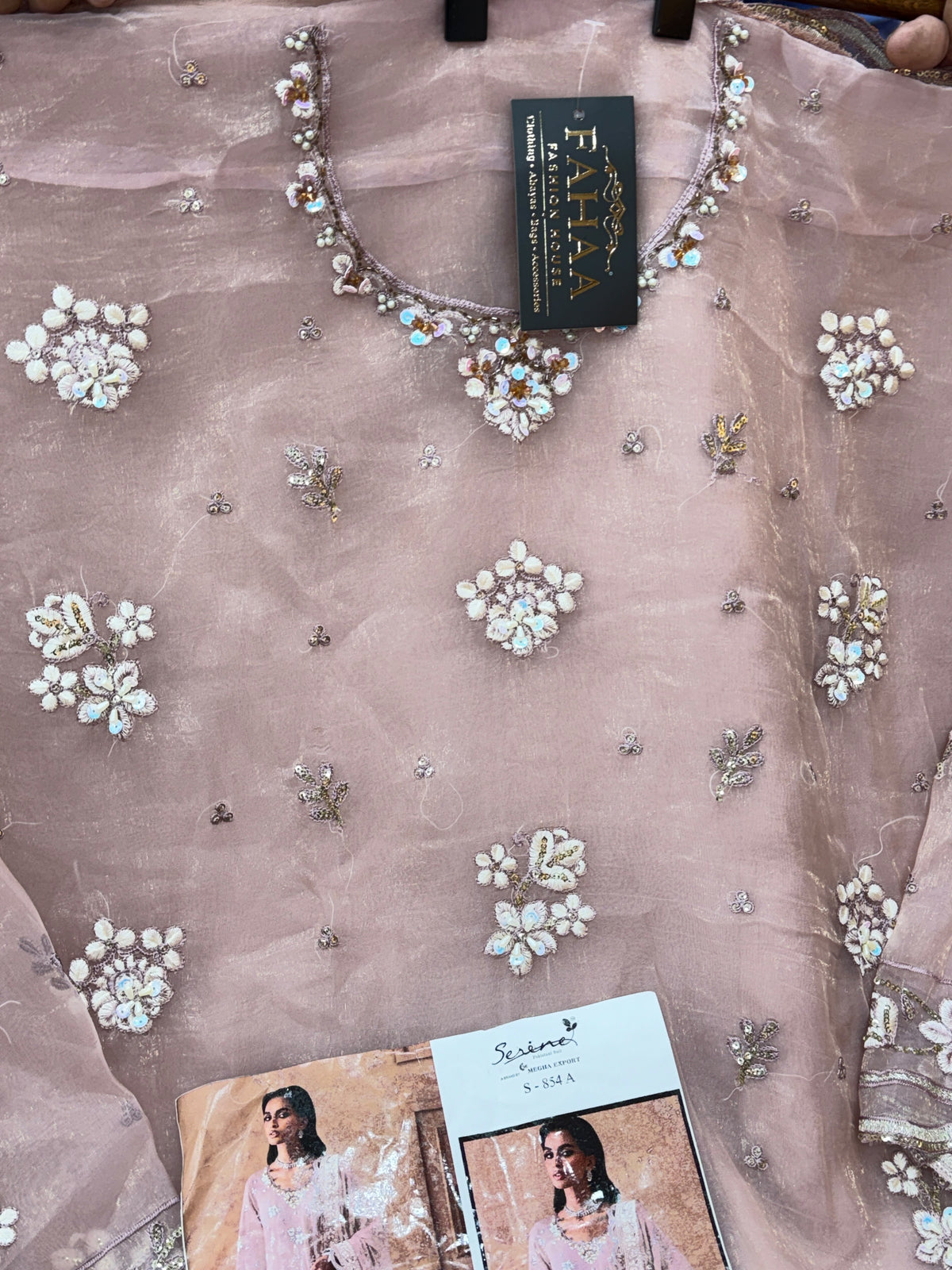 1438 Pakistani Unstitched Partywear - Pink