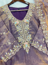 1204 Floral Hand-Work Partywear - Mauve