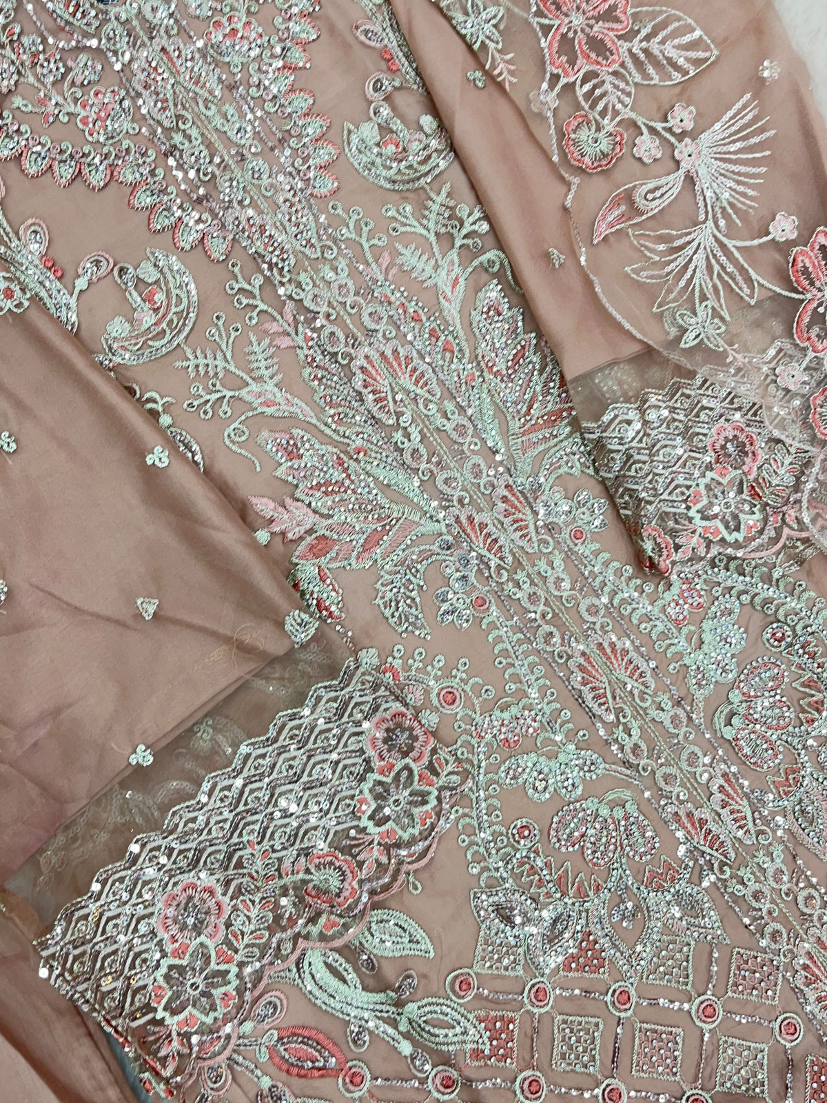 1430 Heavy Pakistani Partywear - Peachy Pink