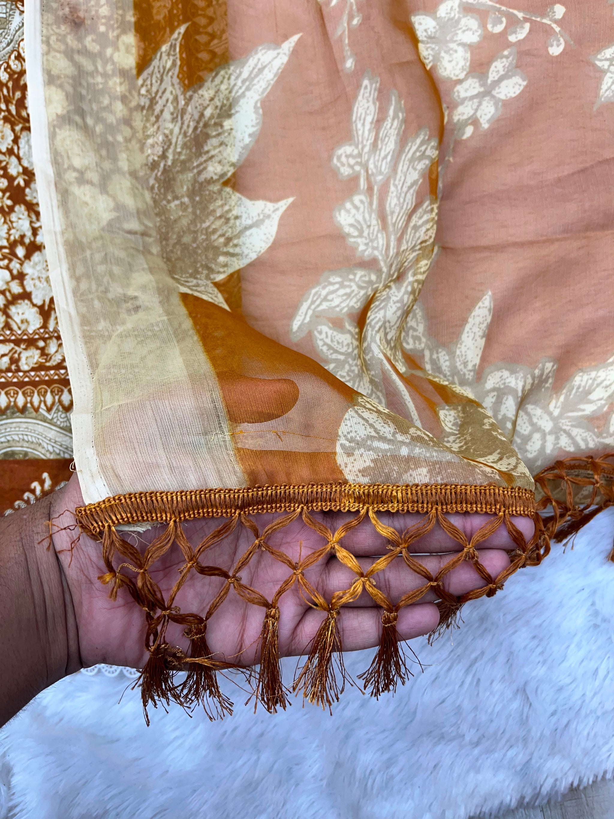 1212 Pakistani Lawn Suit - Rust Brown