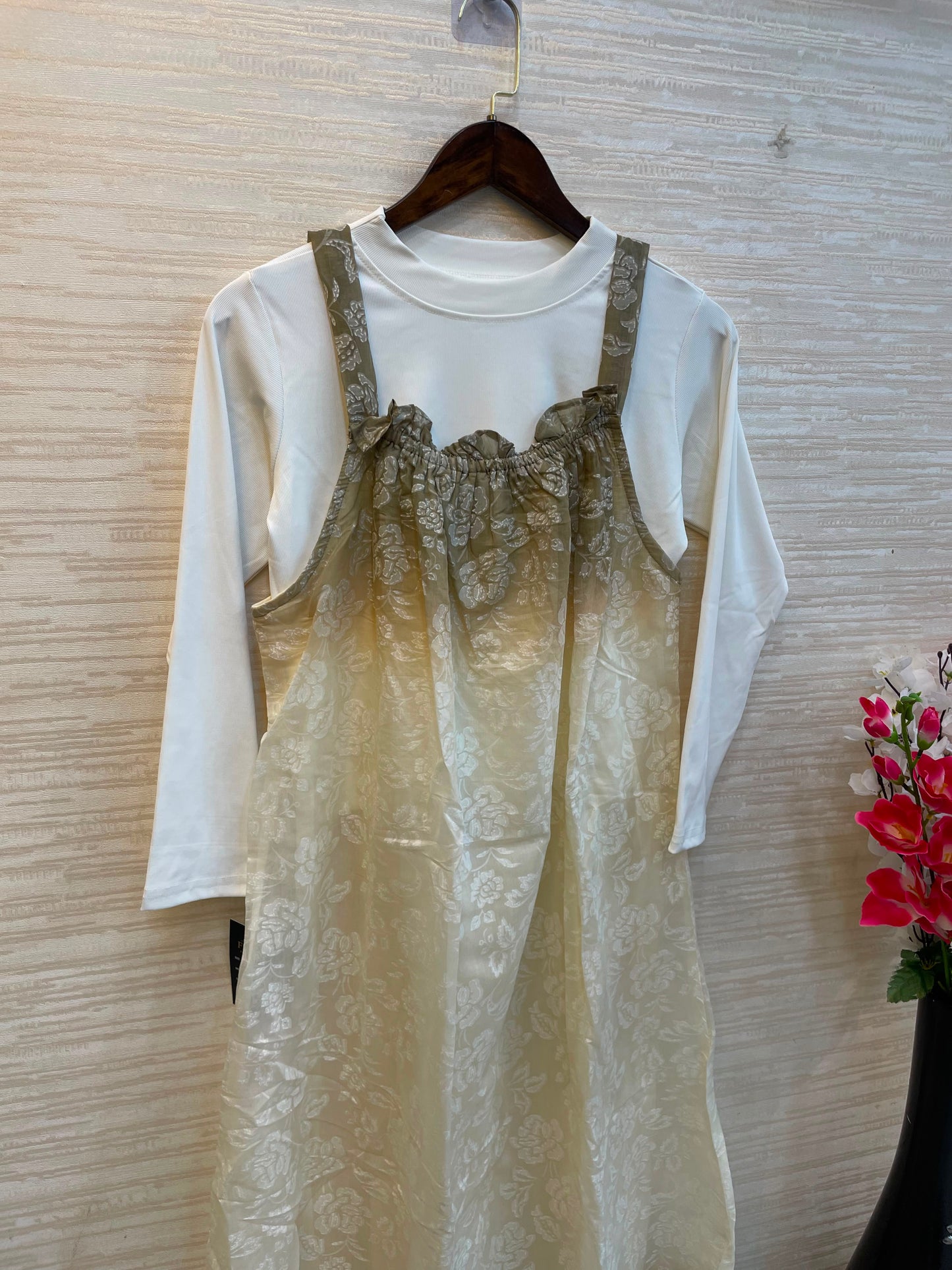 996 Floral Flare Coord Set - Olive
