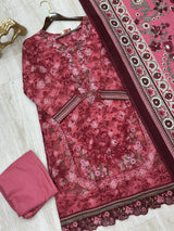 629 Premium Pakistani Lawn Suit - Dark Pink