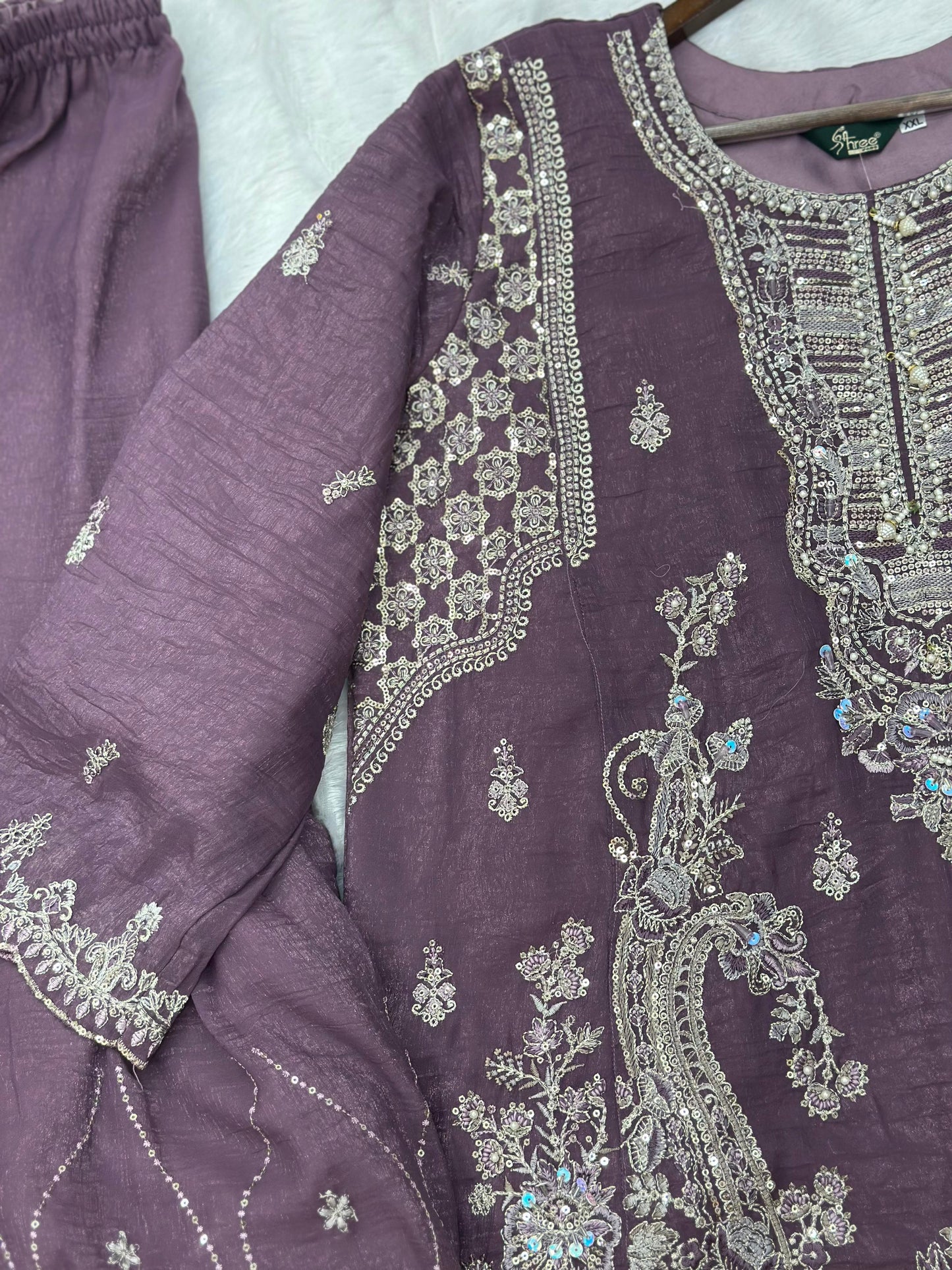655 Pakistani Party-wear Gharara Set - Dusty Plum