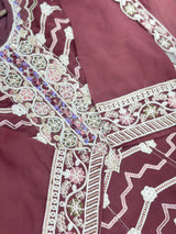 653 Pakistani Embroidered Frock Set - Onion Pink