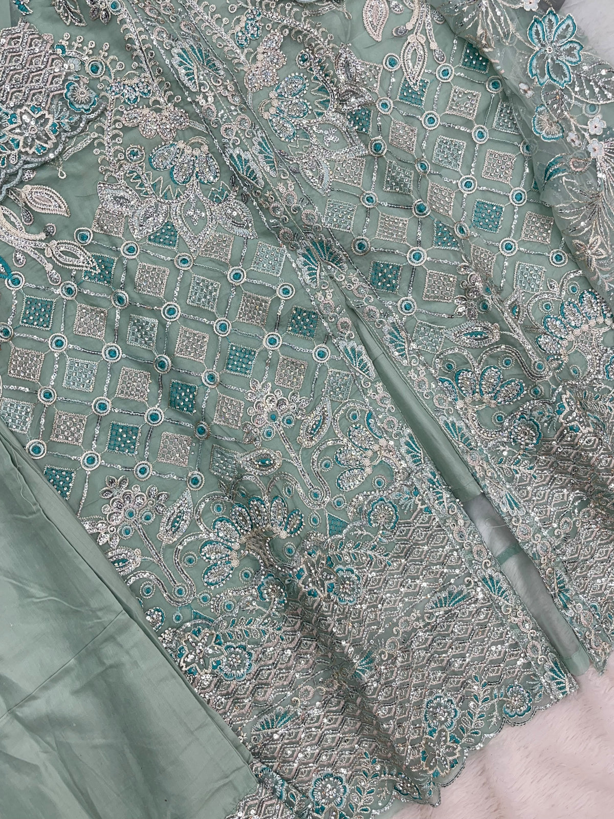 1430 Heavy Pakistani Partywear - Sky Blue
