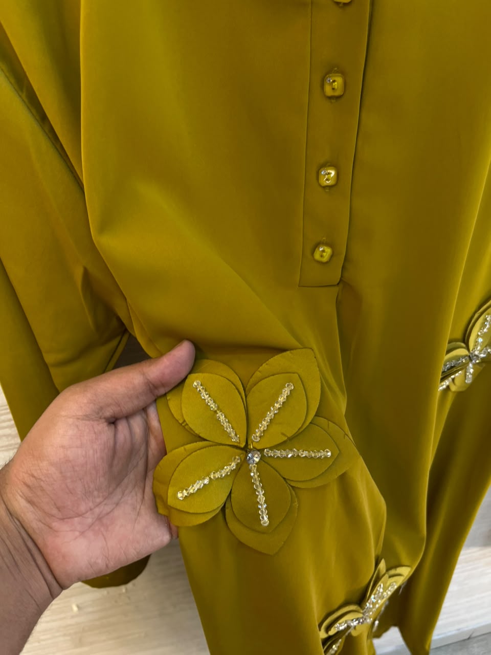 1202 Floral Patch Work Coord Set - Mustard Yellow