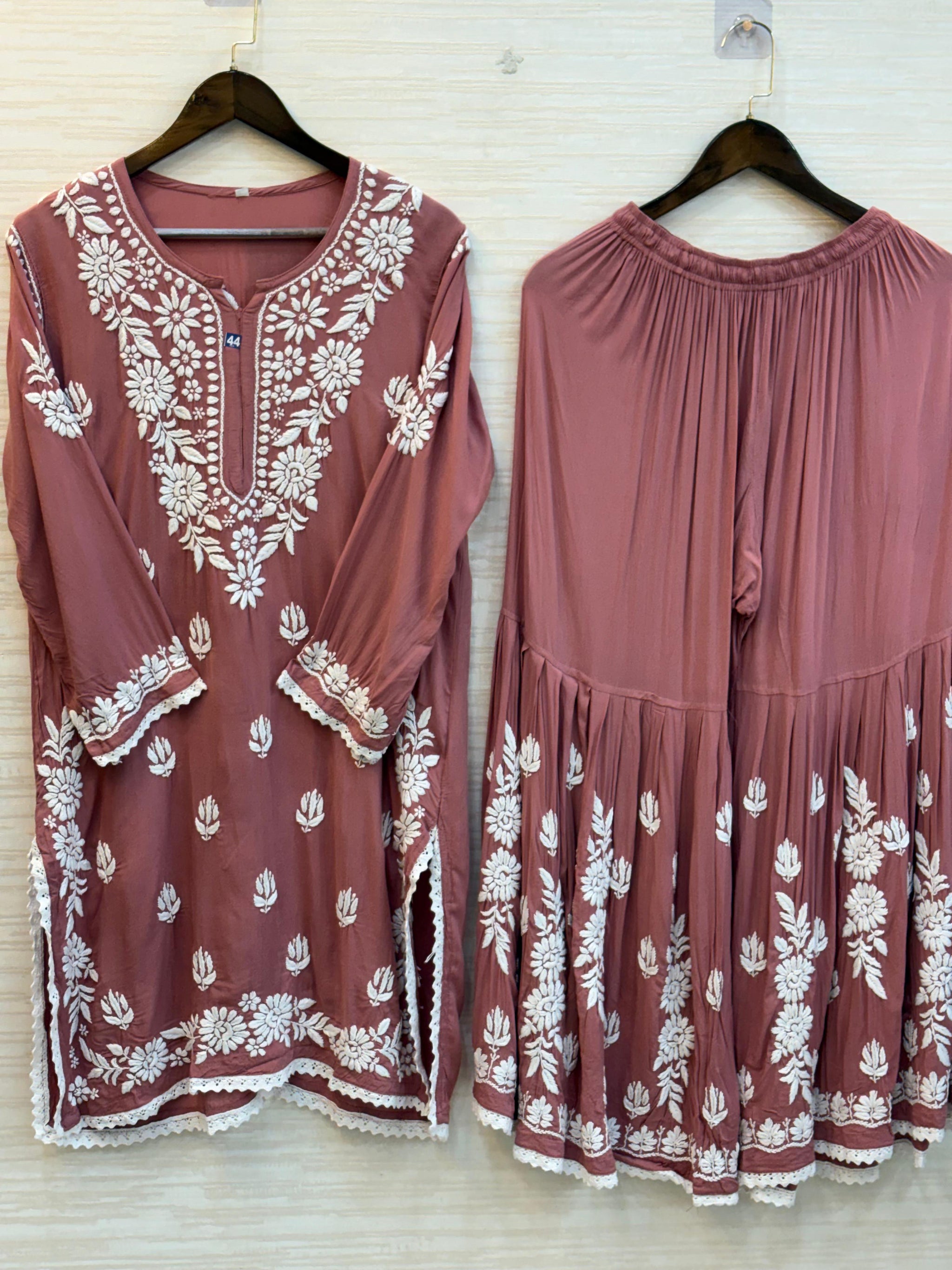 615 Lucknowi Gharara Set | Peach