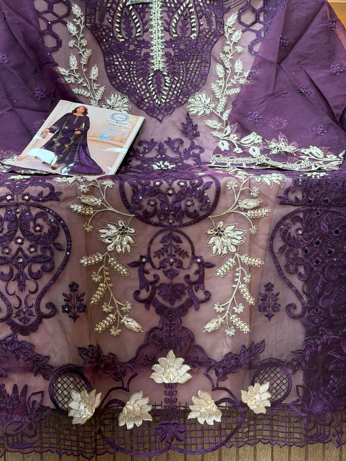 1437 Pakistani Unstitched Partywear - Purple