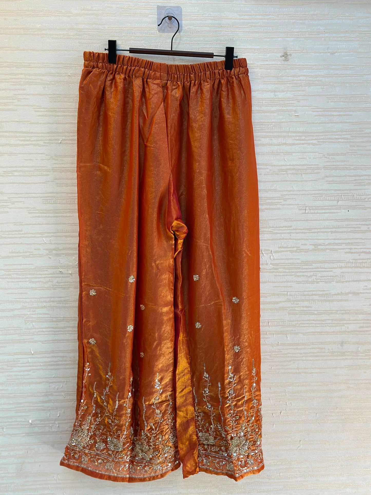 1204 Floral Hand-Work Partywear - Burnt Orange