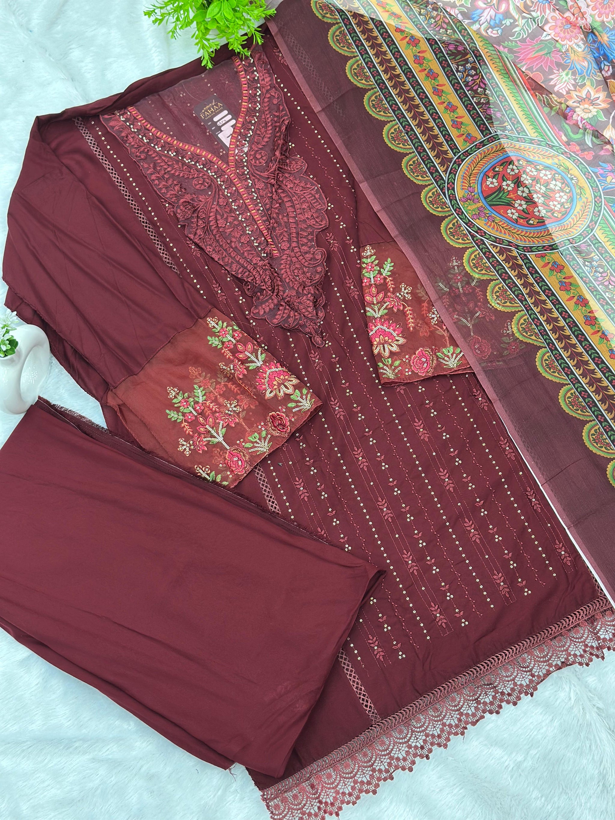 963 Maria-B Unstitched Pakistani Embroidered Suit