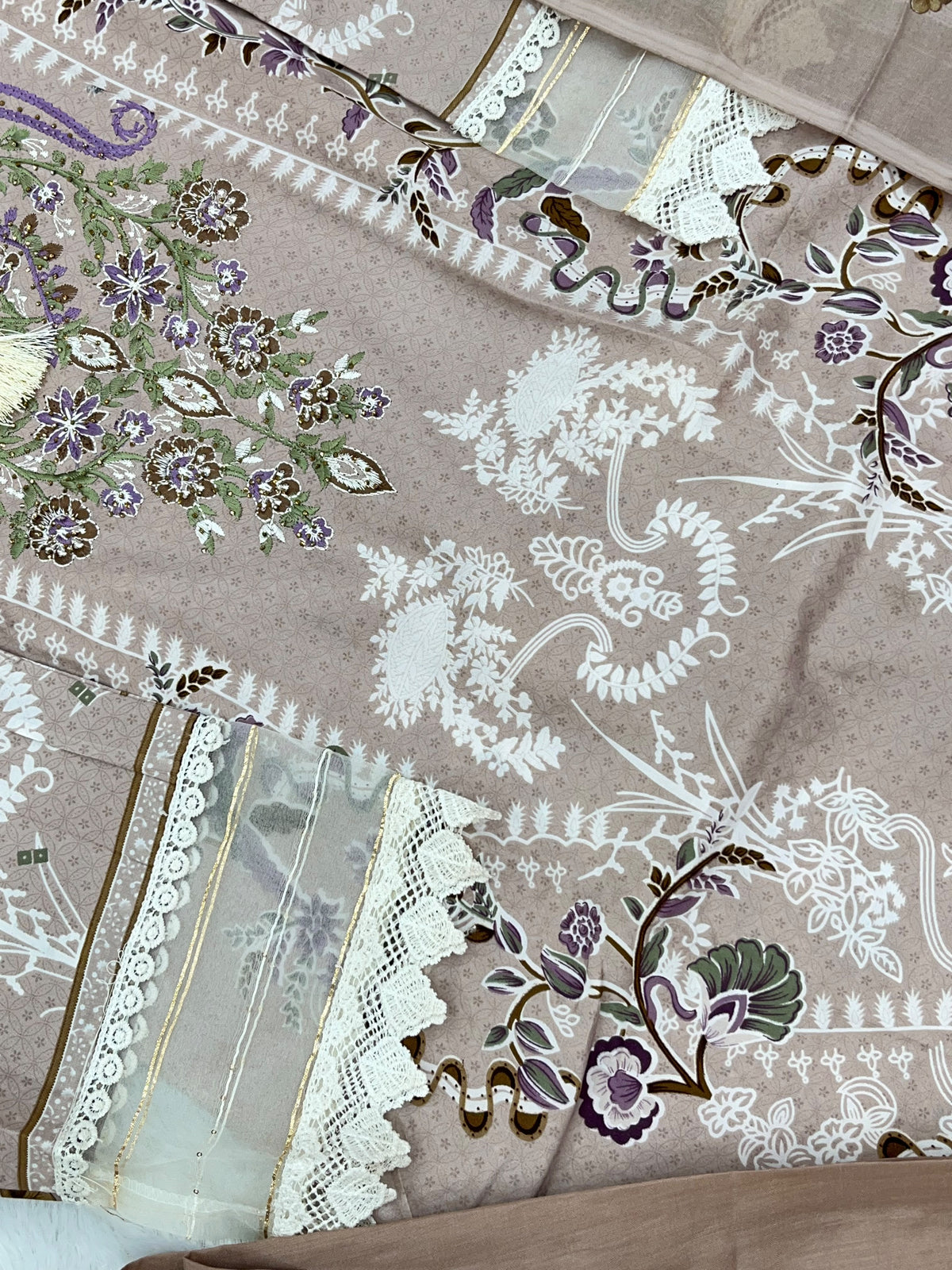 1449 Pakistani Embroidered Suit - Dusty Mushroom