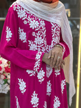 619 Lucknowi Long Kurti Set |  Magenta