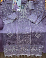 1436 Pakistani Unstitched Partywear - Purple