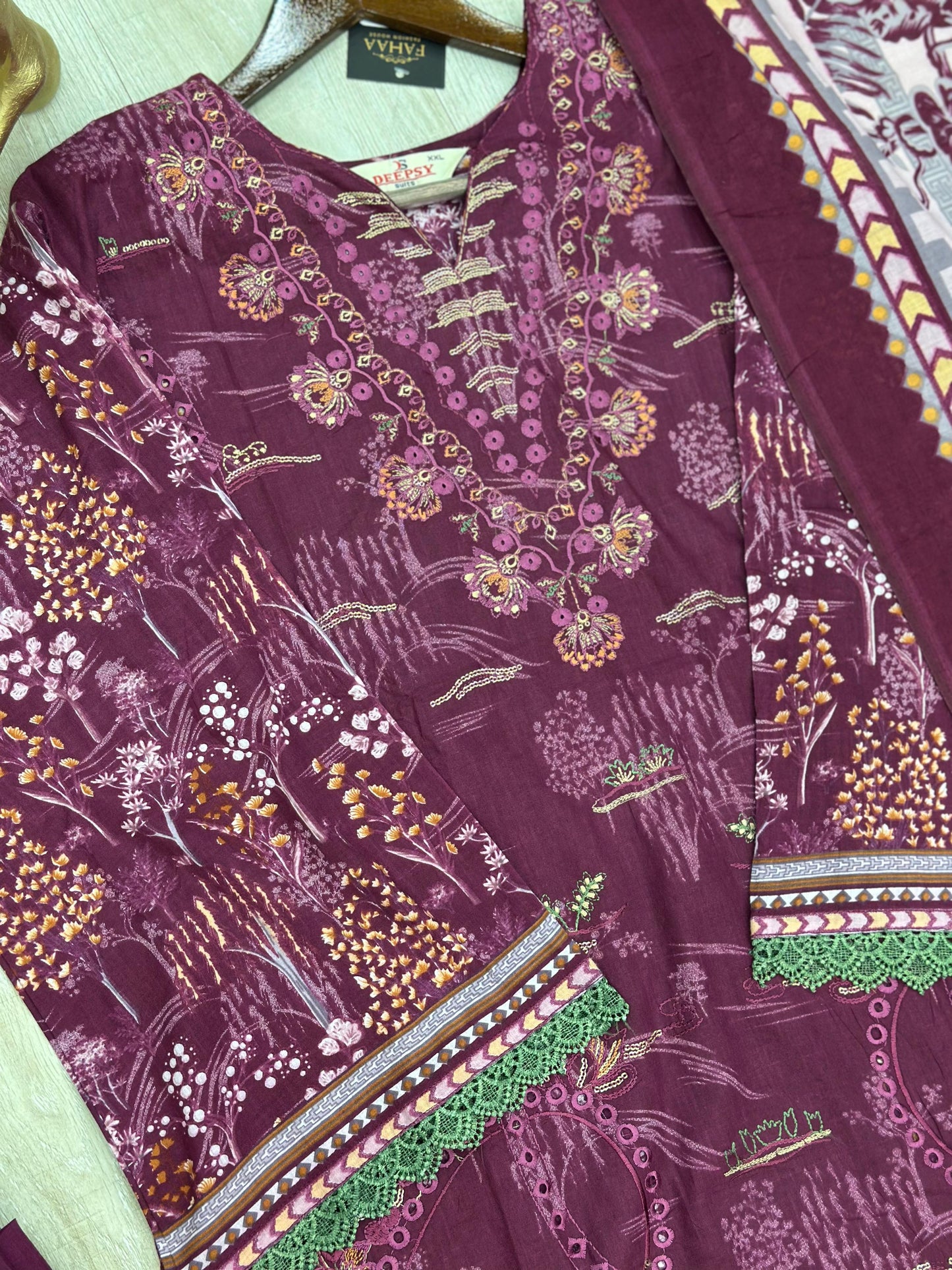 628 Premium Pakistani Lawn Suit - Terracotta