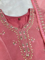 651 Pakistani Floral Party Wear Set - Dusty Rose