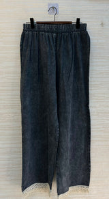 1203 Long Embroidered Denim Coordset - Charcoal Grey