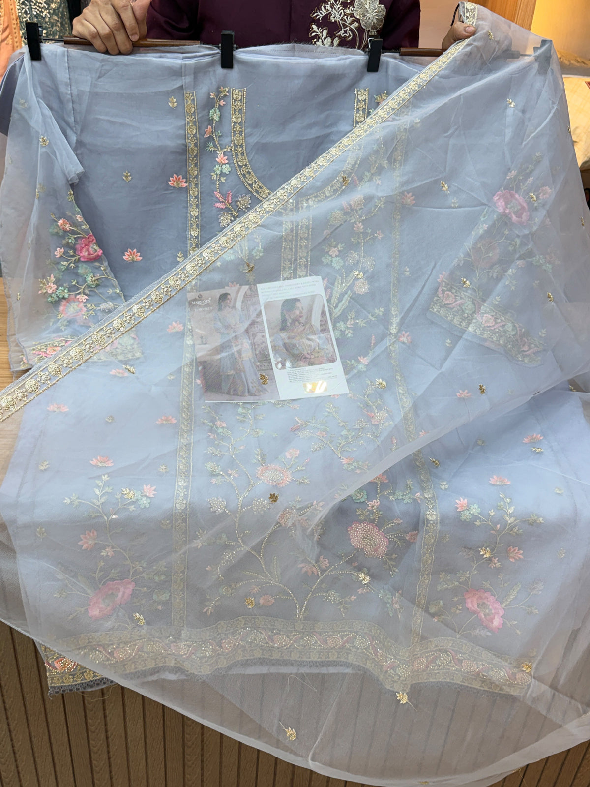1453 Pakistani Unstitched Partywear - Aqua