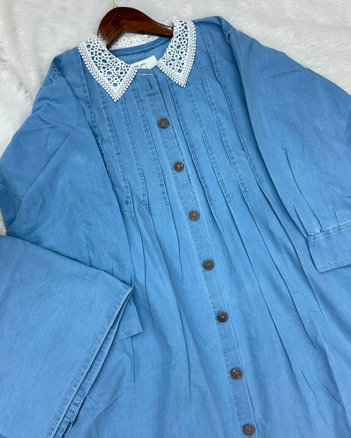 1389 Denim Embroidered Coord-Set - Sky blue