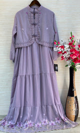 1208 Korean Jacket Gown Set - Lilac