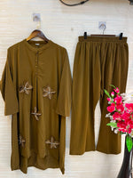 1202 Floral Patch Work Coord Set - Olive Green