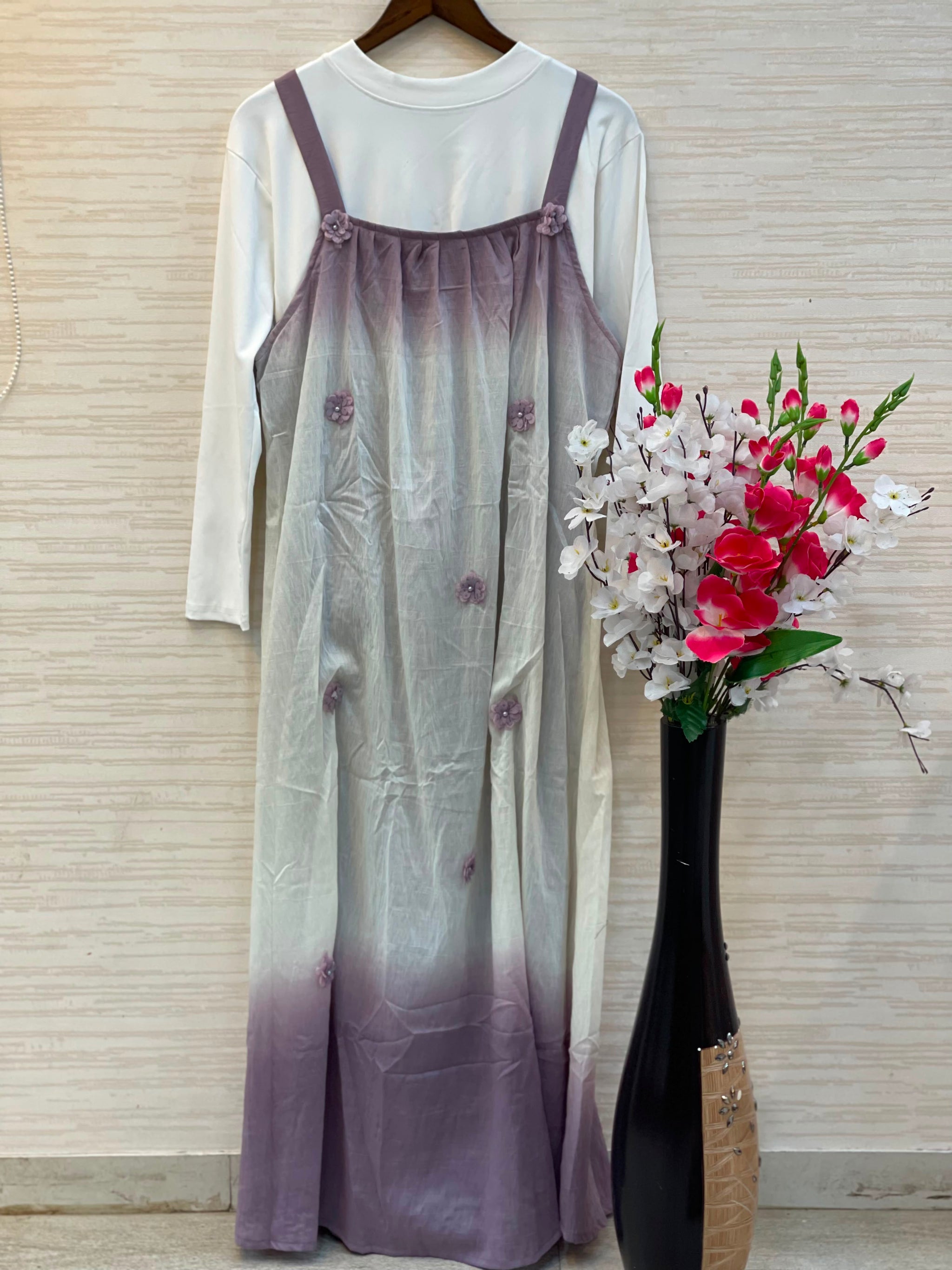1015 Floral Flare Coord Set - Dusty Lavender