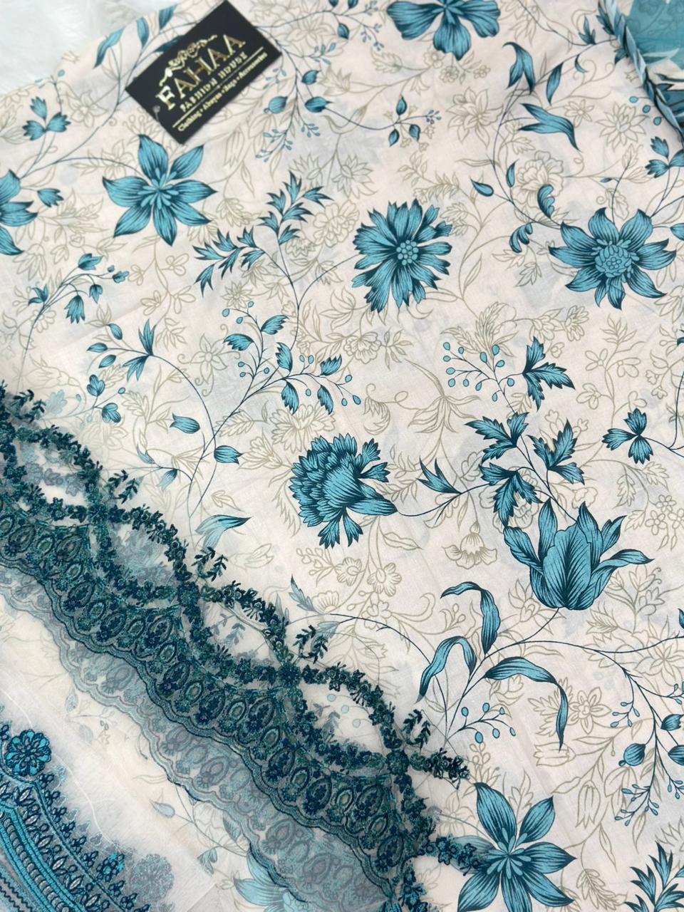 884 Unstitched OG Jade Jasmine 3pc lawn suit