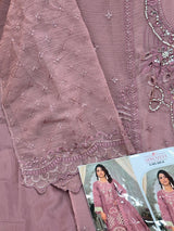 1456 Pakistani Unstitched Partywear - Rose Pink