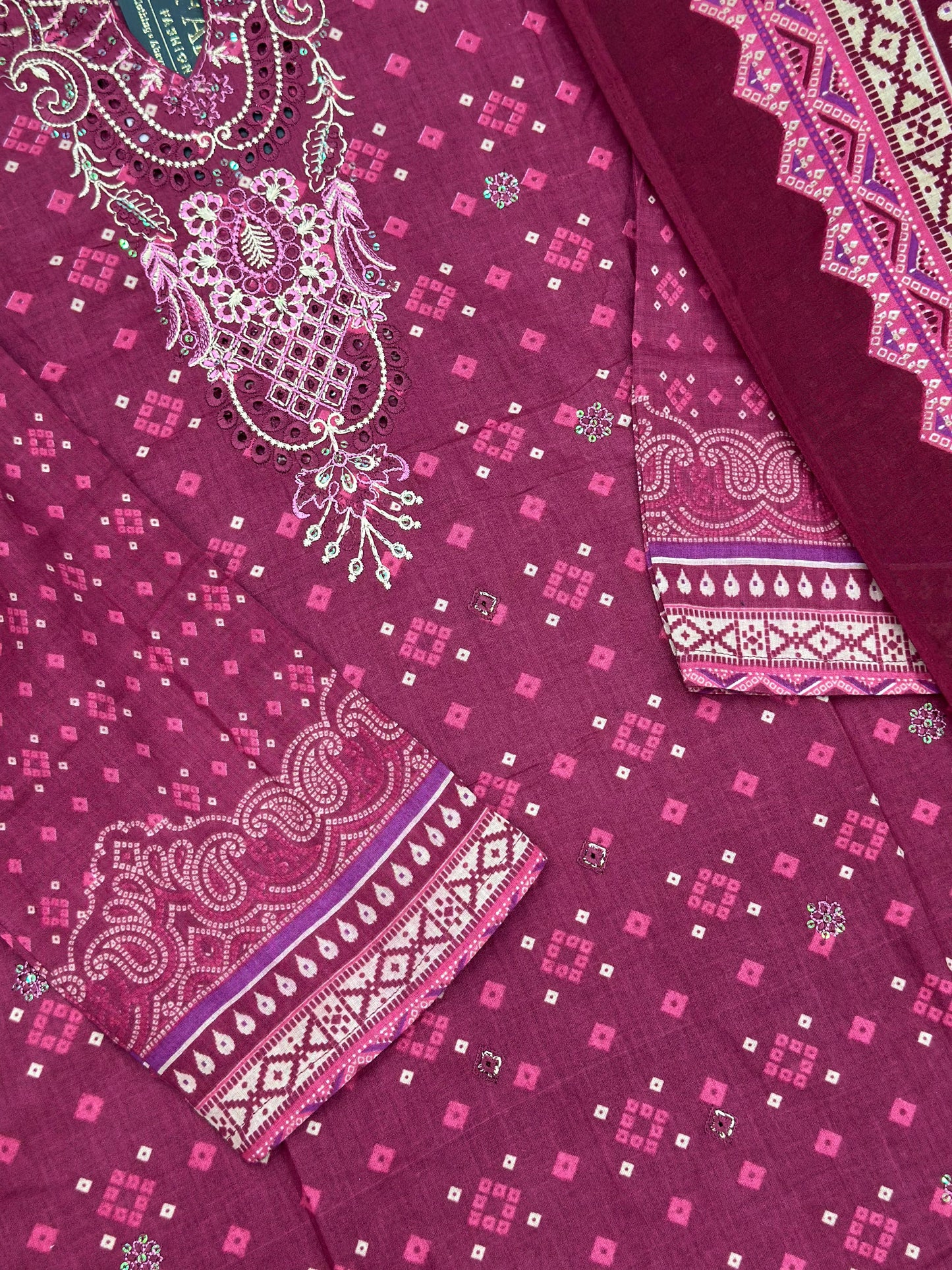 630 Premium Pakistani Lawn Suit - Maroon