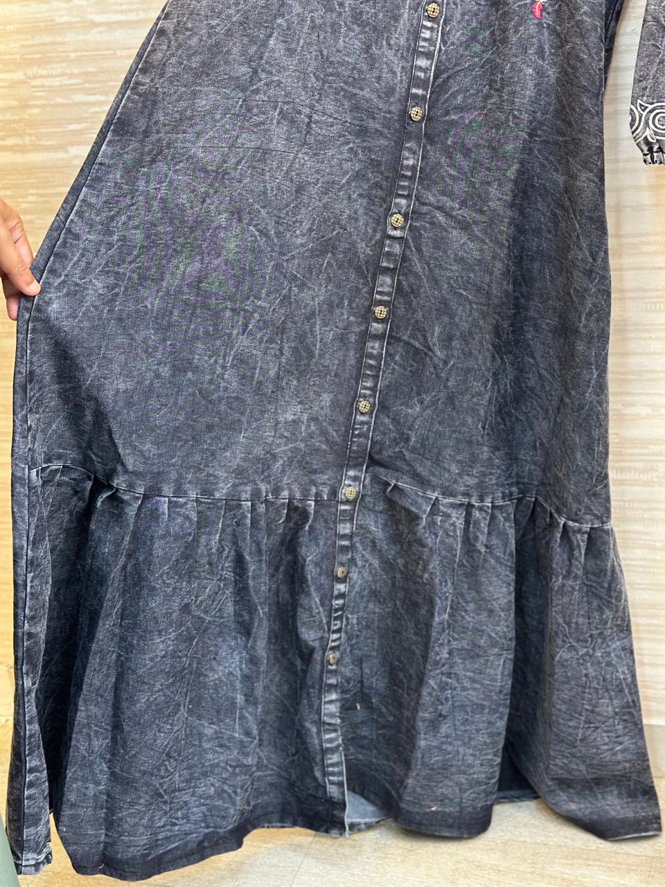 1011 Denim Embroidered Coord-Set