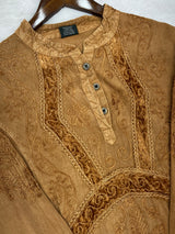 1391 Kashmiri Embroidered CoordSet - Camel Mustard
