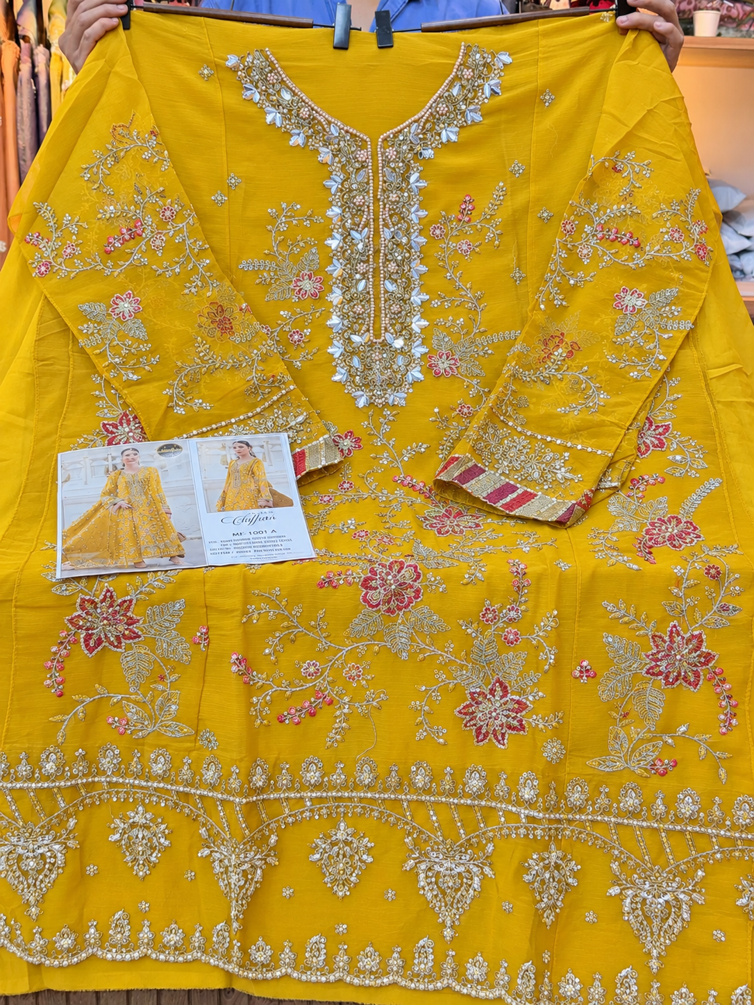 1439 Maria-B Unstitched Partywear - Yellow