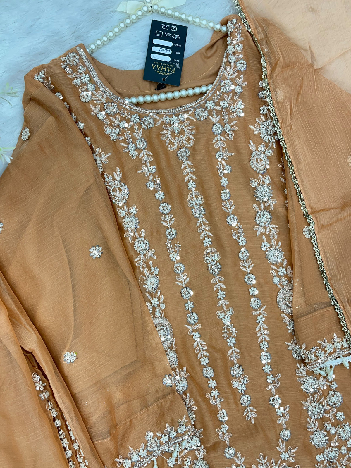 1429 Heavy Pakistani Partywear - Peach