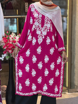 619 Lucknowi Long Kurti Set |  Magenta