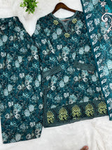 1424 Mausumery Foral Lawn Suit - Purple