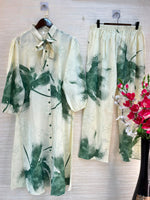 1192 Floral Printed Coord Set -  Bottle Green