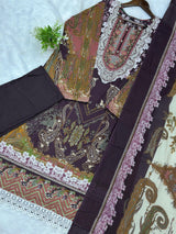 739 Readymade Jade Pakistani Floral Printed Lawn Suit - Burgundy