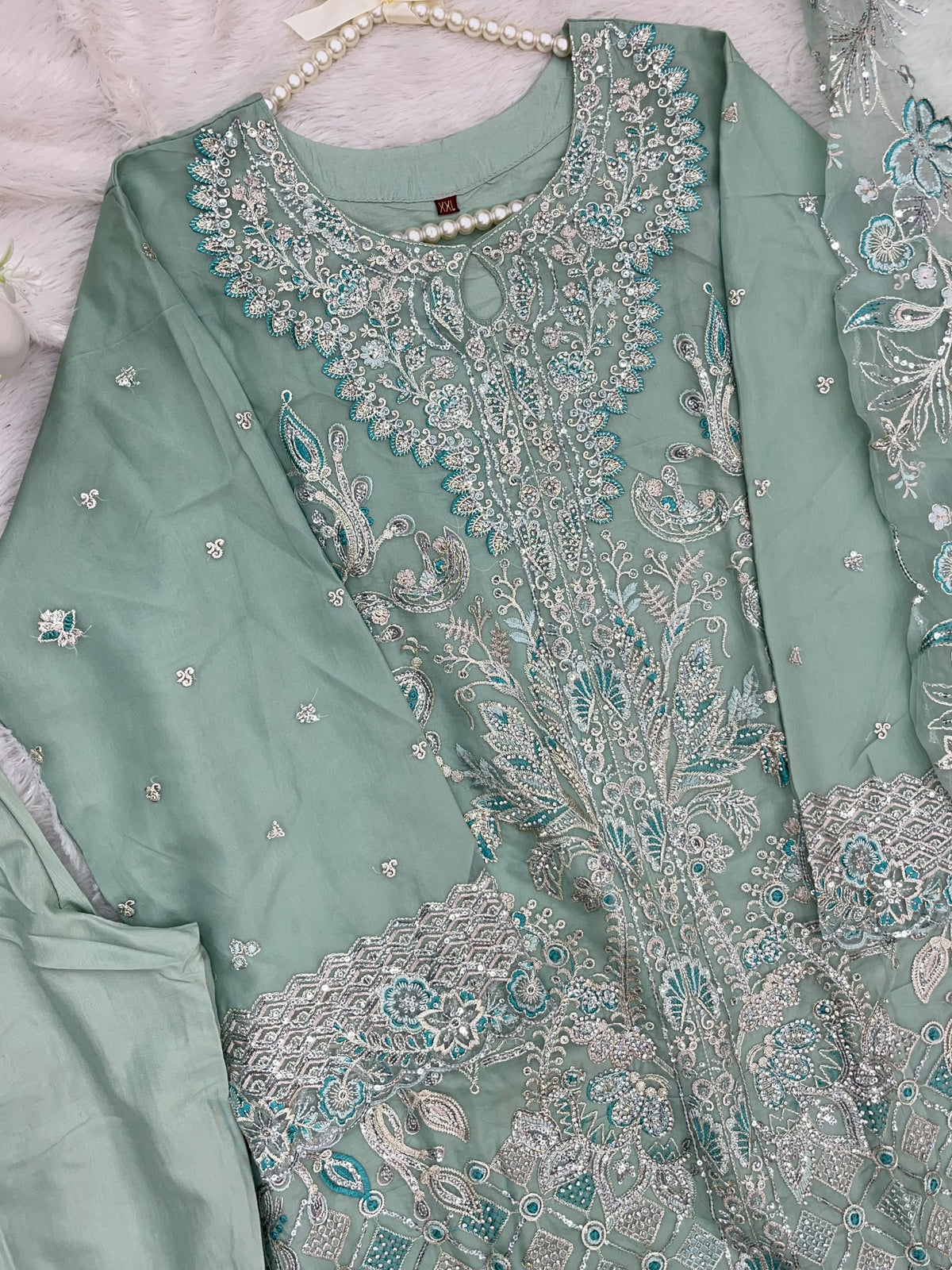 1430 Heavy Pakistani Partywear - Sky Blue
