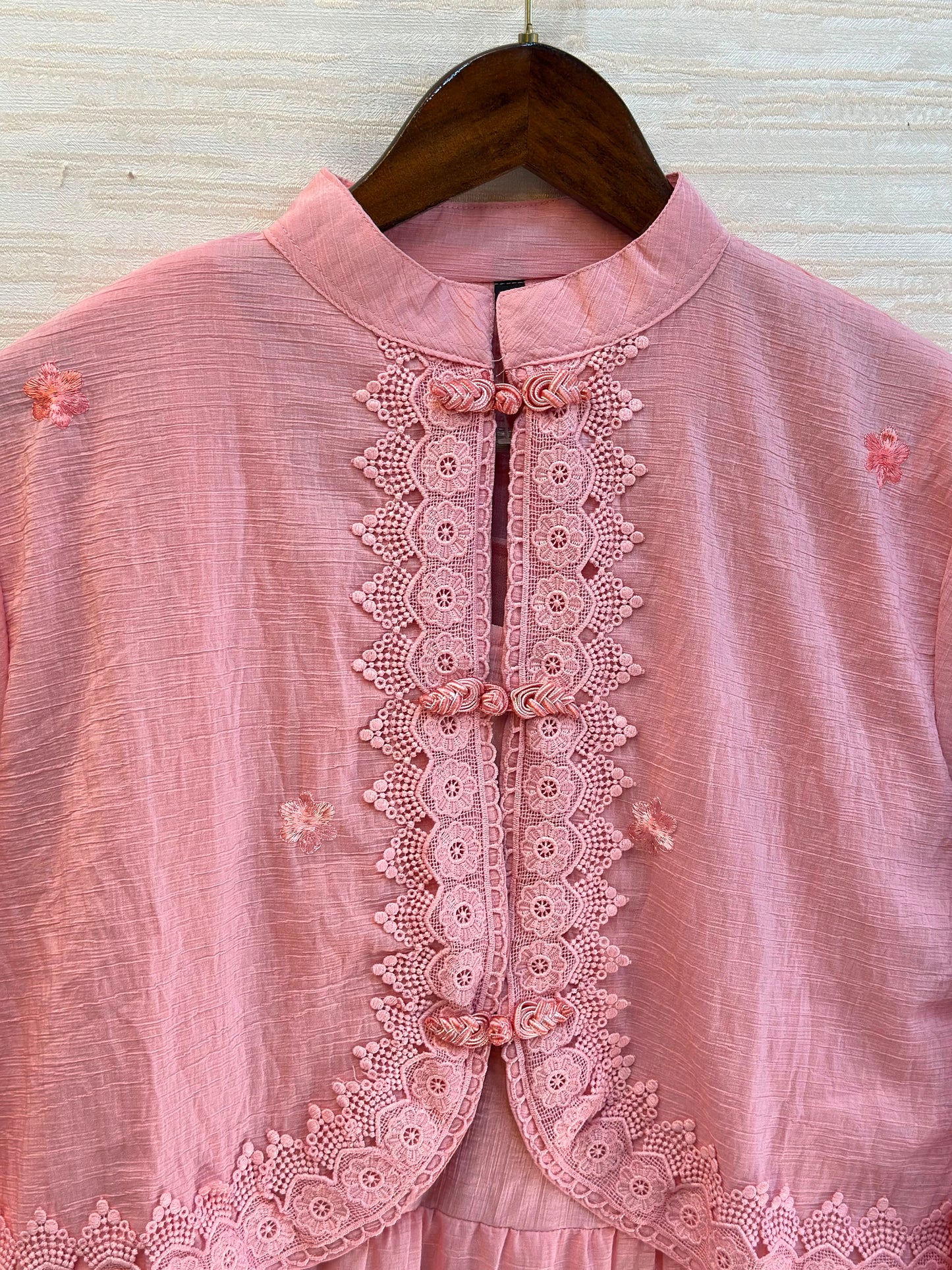 1208 Korean Jacket Gown Set - Blush Pink
