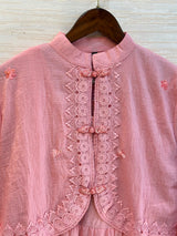 1208 Korean Jacket Gown Set - Blush Pink