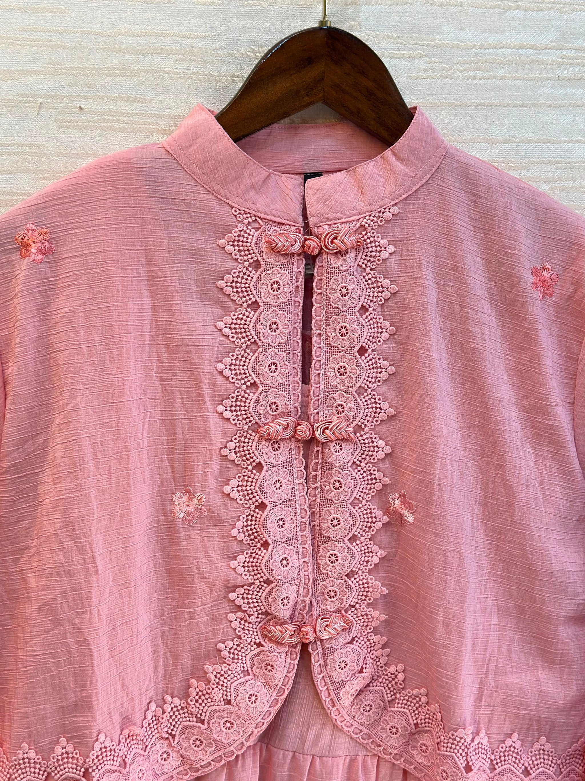 1208 Korean Jacket Gown Set - Blush Pink