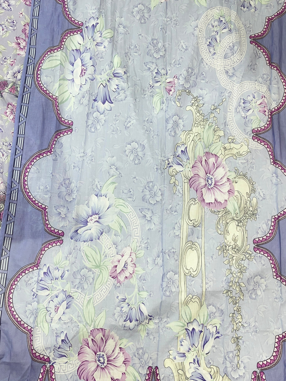 1441 Mausumery Foral Lawn Suit - Lavender
