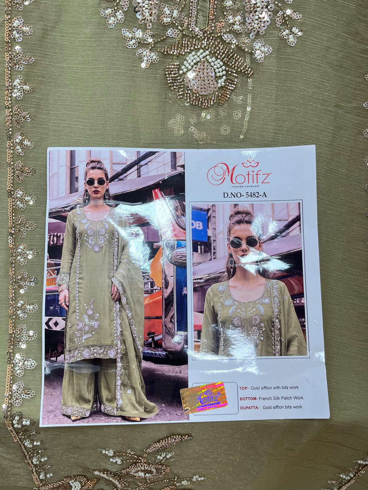 1447 Pakistani Unstitched Partywear - Pista Green