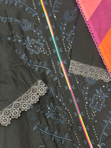 625 Premium Pakistani Lawn Suit - Black