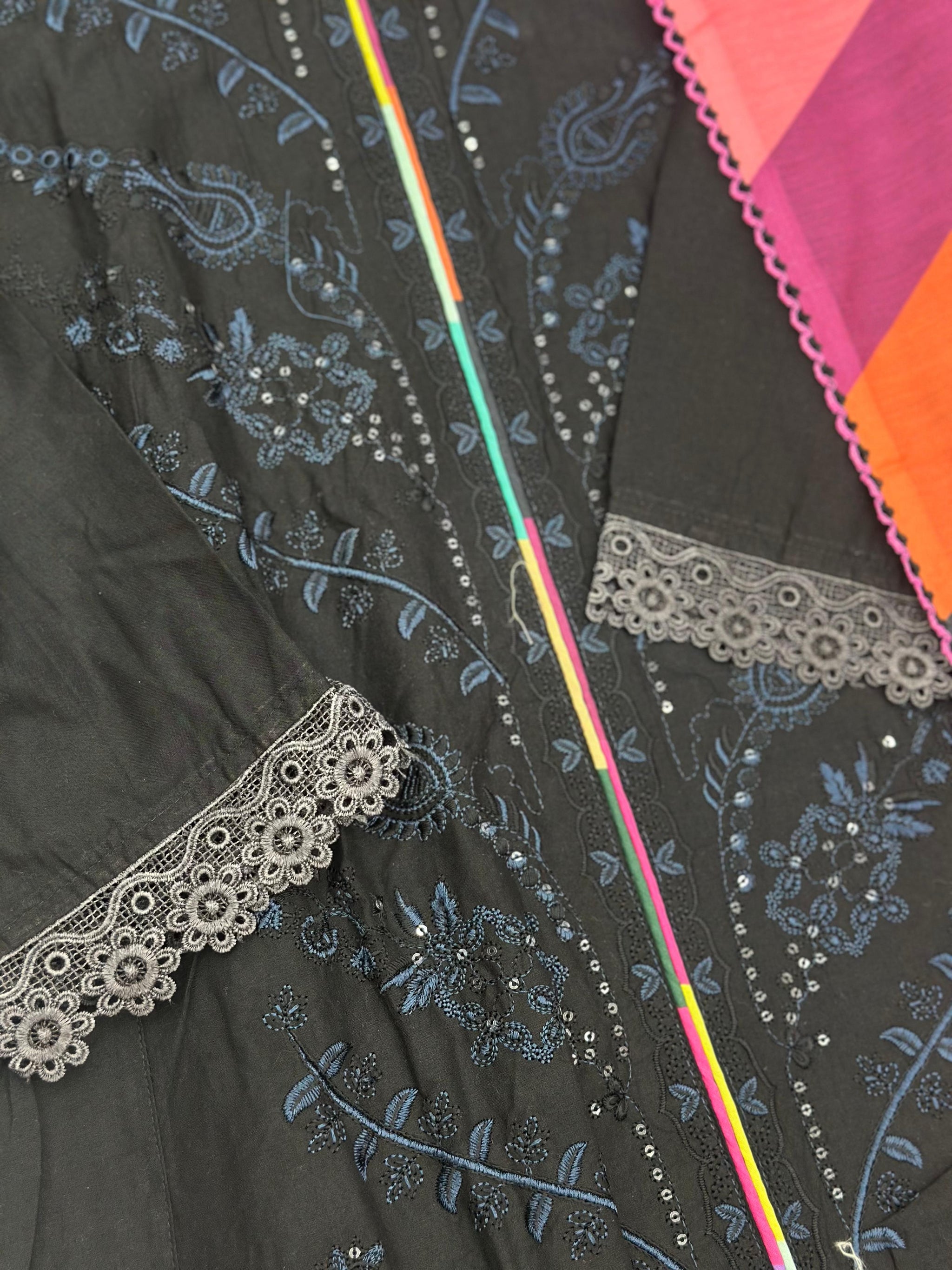 625 Premium Pakistani Lawn Suit - Black